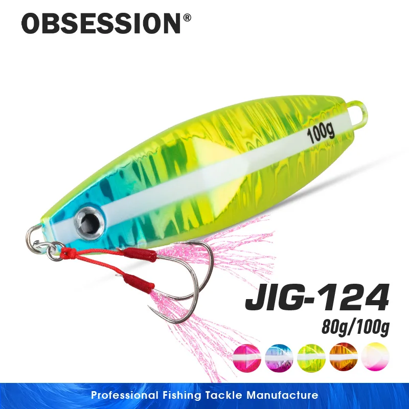 OBSESSION J124 80g/85mm 100g/90mm Slow Metal Jigs Bait Glow Luminous Saltwater Sinking Fishing Jig Lures Slow Pitch Jigging Lure
OBSESSION J124 80g/85mm 100g/90mm Slow Metal Jigs Bait Glow Luminous Saltwater Sinking Fishing Jig Lures Slow Pitch Jigging Lure