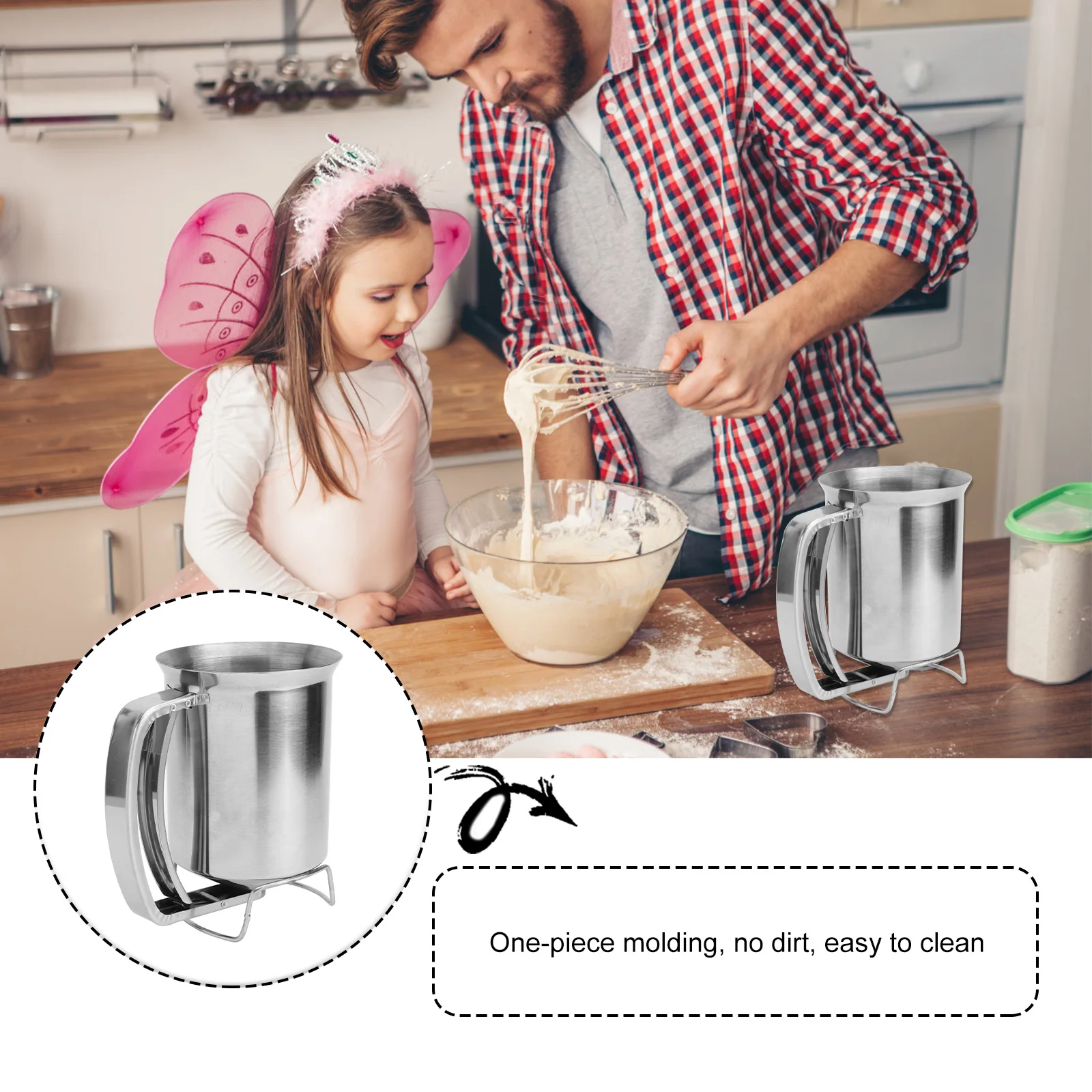 1pc Pancake Dispenser Stainless Steel Kitchenware Baking Mixing Funnel Home Kitchen Tool Grease Separator For Muffins Waffles
1pc Pancake Dispenser Stainless Steel Kitchenware Baking Mixing Funnel Home Kitchen Tool Grease Separator For Muffins Waffles
