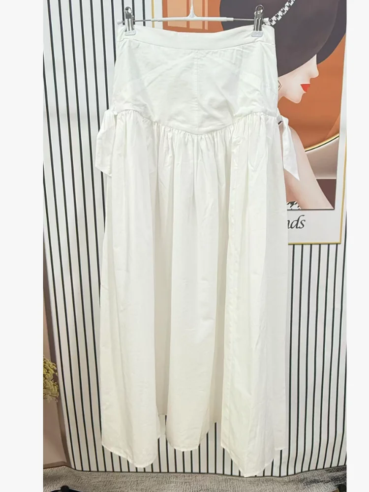 White V-neck Tunic Top And Midi Skirt Set with Side Gathered Pleats And Lace Trim Spring Summer 2026 Women's Fashion
White V-neck Tunic Top And Midi Skirt Set with Side Gathered Pleats And Lace Trim Spring Summer 2026 Women's Fashion