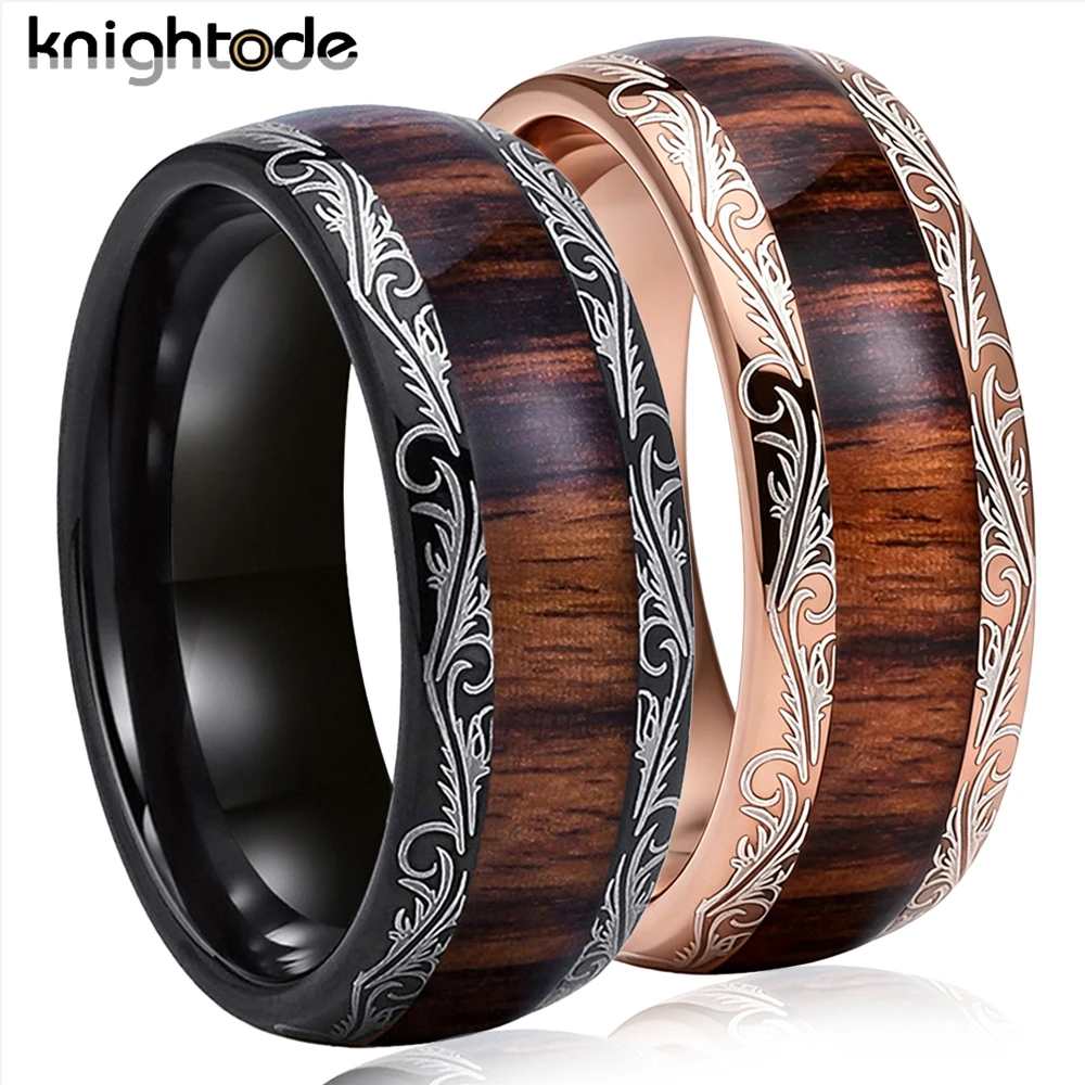 8mm Leaf Veins Black Tungsten Carbide Ring Dark Red Wood Inlay For Men Women Wedding Band Dome Polished Comfort Fit
8mm Leaf Veins Black Tungsten Carbide Ring Dark Red Wood Inlay For Men Women Wedding Band Dome Polished Comfort Fit