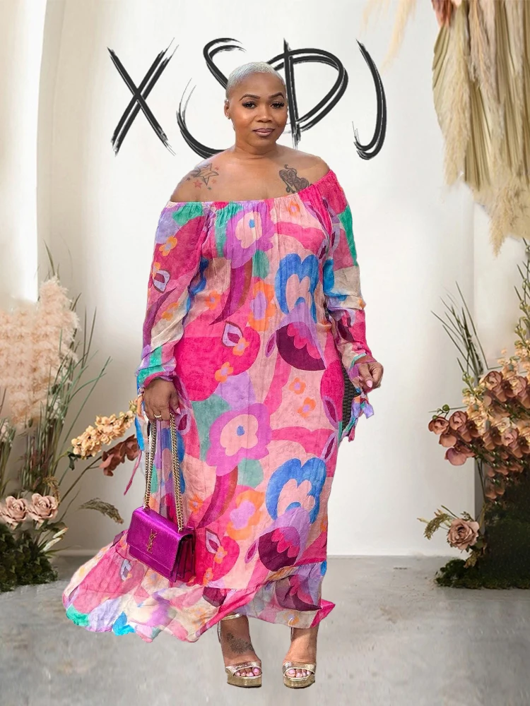 Sexy Female Dress Print Spring Elastic Off The Shoulder Dresses with Long Sleeves Chic and Elegant Ladies Plus Size Loose Dress
Sexy Female Dress Print Spring Elastic Off The Shoulder Dresses with Long Sleeves Chic and Elegant Ladies Plus Size Loose Dress