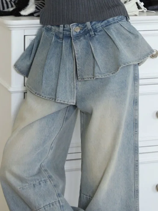 High Waist Slimming Casual Jeans Women's Fashionable Elegant Flounce Denim Pants Long Trousers Spring Season Adult Women
High Waist Slimming Casual Jeans Women's Fashionable Elegant Flounce Denim Pants Long Trousers Spring Season Adult Women