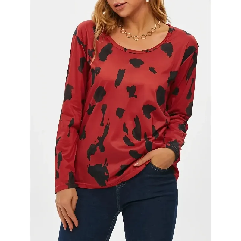 Плюс размер, осенняя новая женская повседневная футболка с круглым вырезом и леопардовым принтом, женская модная легкая эластичная футболка с длинным рукавом, топ
Плюс размер, осенняя новая женская повседневная футболка с круглым вырезом и леопардовым принтом, женская модная легкая эластичная футболка с длинным рукавом, топ