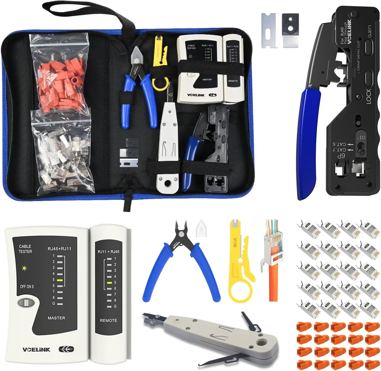 All-in-One Ethernet Crimper Tool for CAT7 CAT6A CAT6 CAT5e Pass Through Connectors with Screw Adjustment Kit and Punch Down
All-in-One Ethernet Crimper Tool for CAT7 CAT6A CAT6 CAT5e Pass Through Connectors with Screw Adjustment Kit and Punch Down