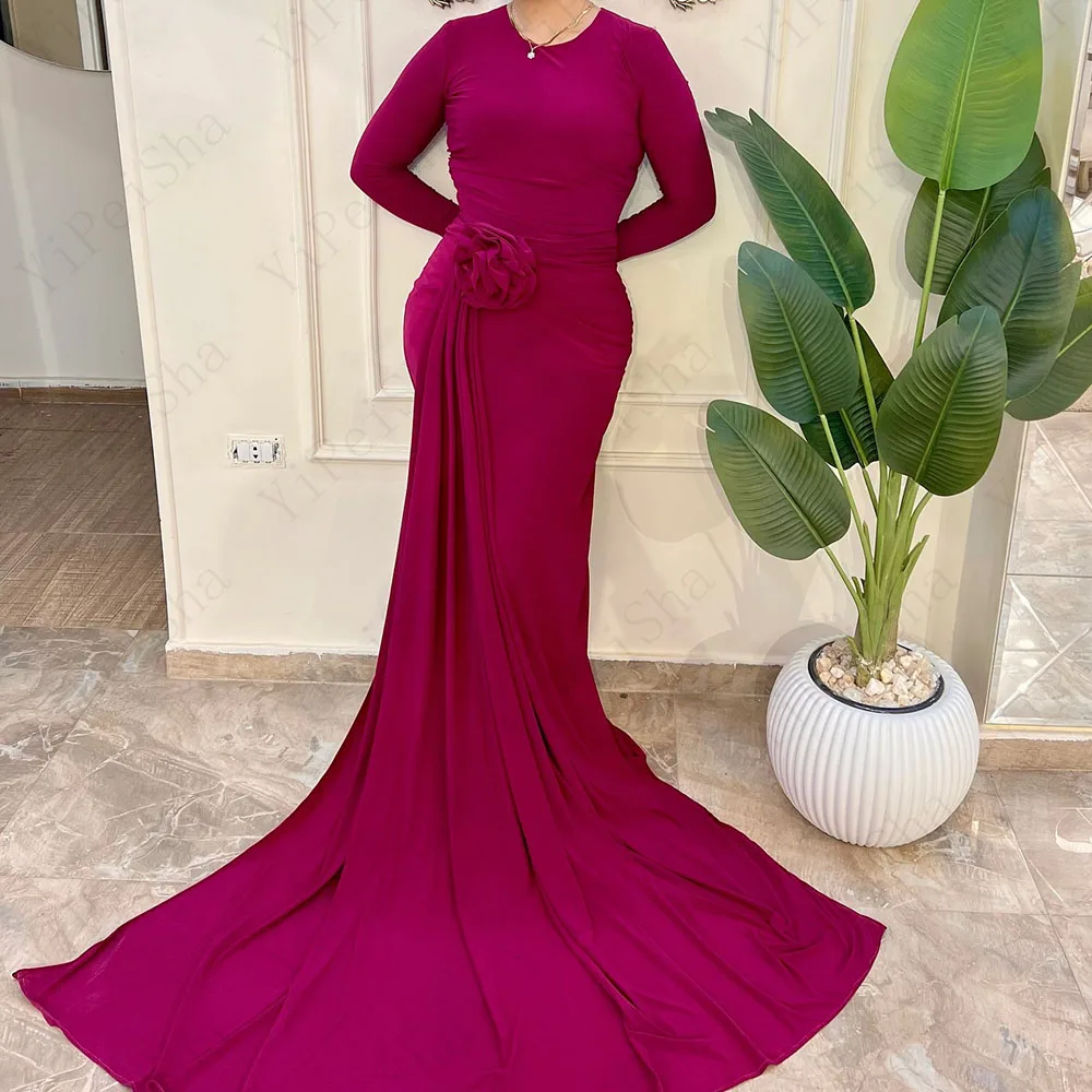 Customized A-Line Prom Dresses Floor-Length O-Neck Full Sleeve Evening Gown Fashion Flowers Simple Draped Casual Party Gown
Customized A-Line Prom Dresses Floor-Length O-Neck Full Sleeve Evening Gown Fashion Flowers Simple Draped Casual Party Gown