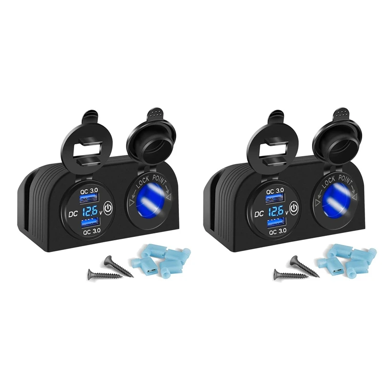 2X Tent Type Panel Two Hole, Quick Charge 3.0 Dual USB Car Charger+12V/24V Socket For Car Motorcycle Boat Marine ATV RV
2X Tent Type Panel Two Hole, Quick Charge 3.0 Dual USB Car Charger+12V/24V Socket For Car Motorcycle Boat Marine ATV RV