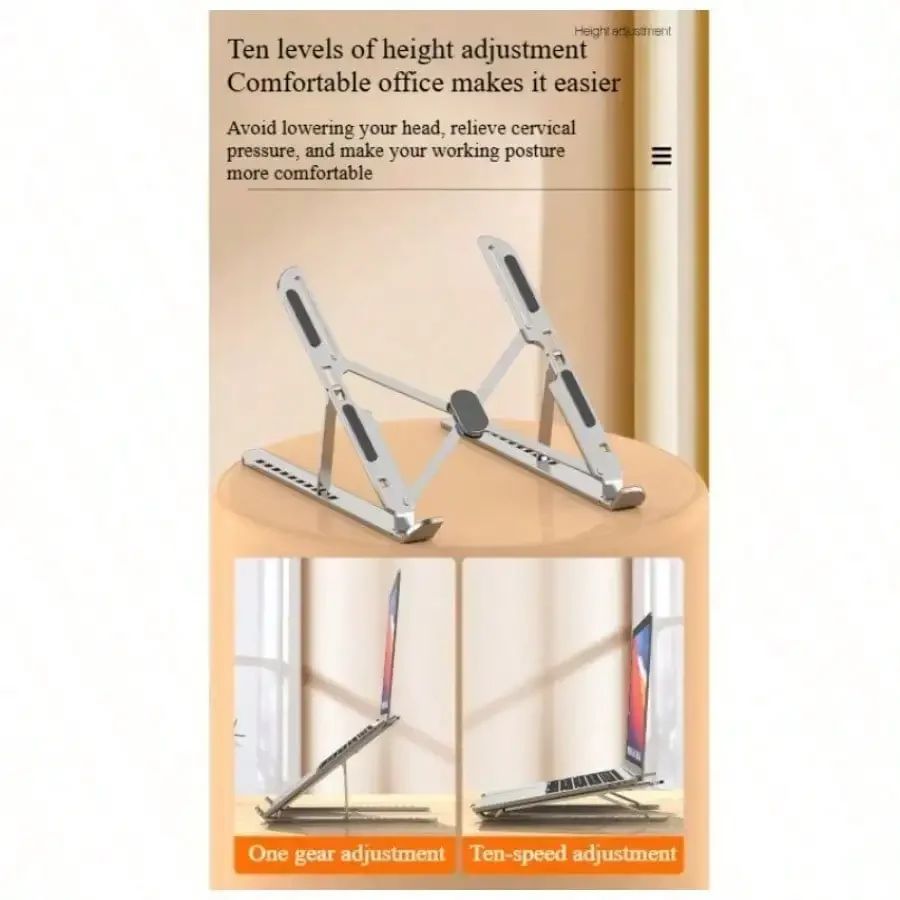 Portable Folding Laptop Stand – Aluminum Alloy Base, 10 Height Levels Cooling Riser, Anti-Slip & Hanging Function
Portable Folding Laptop Stand – Aluminum Alloy Base, 10 Height Levels Cooling Riser, Anti-Slip & Hanging Function