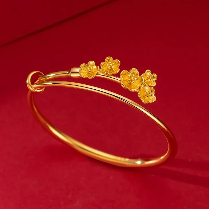 9999 Real Gold 24K Wedding Golden Peach Blossom Bracelet Japanese and Korean Fashion Girl Gold Glossy Push-pull Flower Bracelet
9999 Real Gold 24K Wedding Golden Peach Blossom Bracelet Japanese and Korean Fashion Girl Gold Glossy Push-pull Flower Bracelet