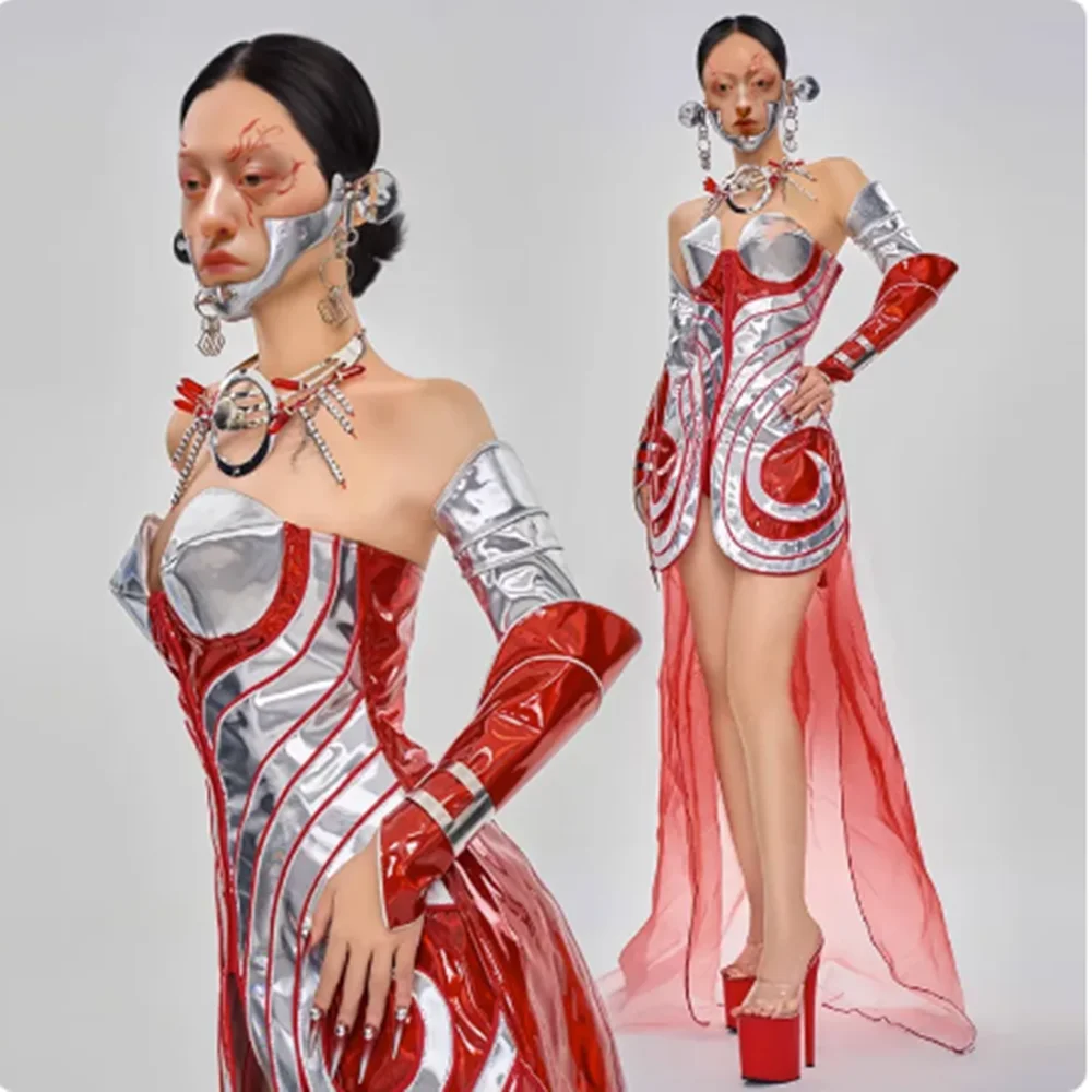 Metal Punk Singer Stage Costume Silver Strapless Dress Gogo Dance Clothes Nightclub Bar Dj Ds Rave Outfit Party Clothing
Metal Punk Singer Stage Costume Silver Strapless Dress Gogo Dance Clothes Nightclub Bar Dj Ds Rave Outfit Party Clothing