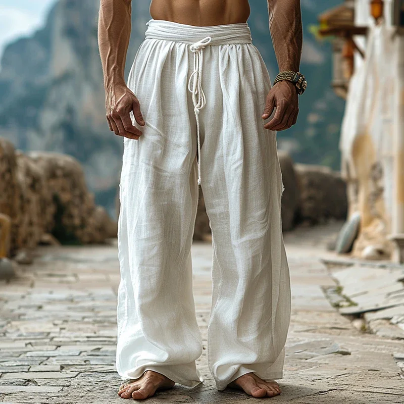 2025 Summer Beach Casual Loose Mens Trousers Vintage Solid Lace-up Drawstring Pants for Men Daily Leisure Breathable Baggy Pants
2025 Summer Beach Casual Loose Mens Trousers Vintage Solid Lace-up Drawstring Pants for Men Daily Leisure Breathable Baggy Pants