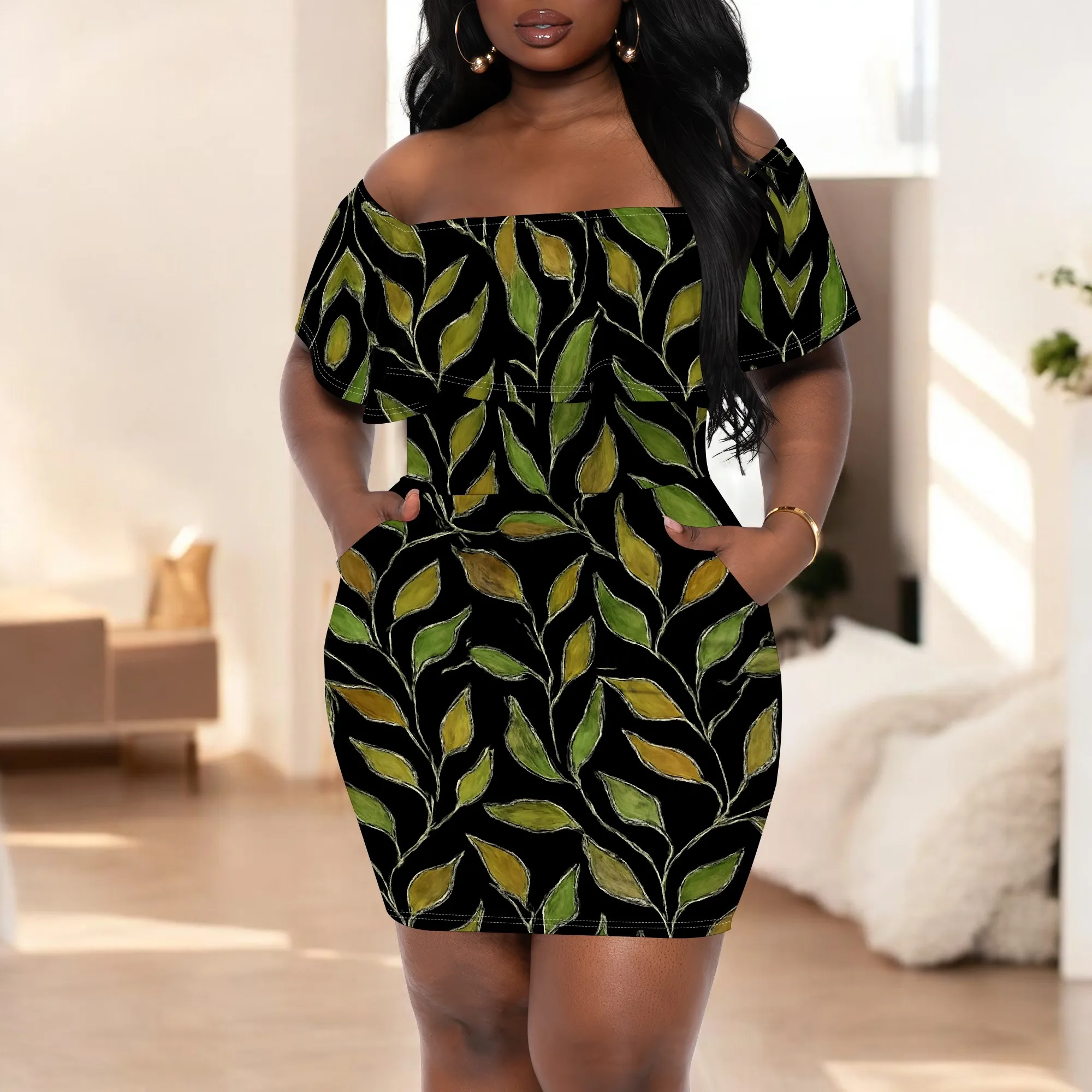 Off-Shoulder Leaf Print Women's Mini Dress 2025 New Arrival Summer Casual Dress S-3XL
Off-Shoulder Leaf Print Women's Mini Dress 2025 New Arrival Summer Casual Dress S-3XL