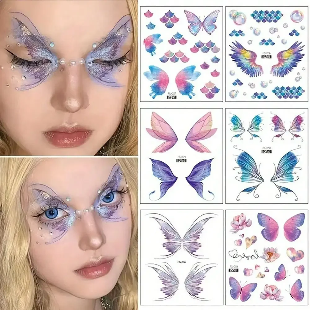 Glitter Eye Dream Butterfly Tattoo Stickers Long Lasting Fairy Makeup Halloween Sweet Durable Body Art Face Decoration For Music Festival
Glitter Eye Dream Butterfly Tattoo Stickers Long Lasting Fairy Makeup Halloween Sweet Durable Body Art Face Decoration For Music Festival
