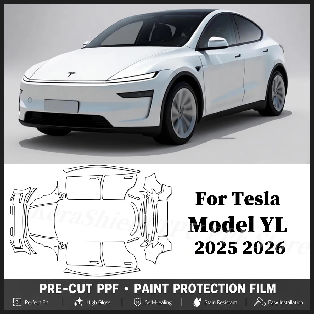 Pre-cut PPF For Tesla Model YL 2025 2026 TPU Paint Protection Film Anti-Scratch Car Clear Bra Repairable Resistant Invisible
Pre-cut PPF For Tesla Model YL 2025 2026 TPU Paint Protection Film Anti-Scratch Car Clear Bra Repairable Resistant Invisible