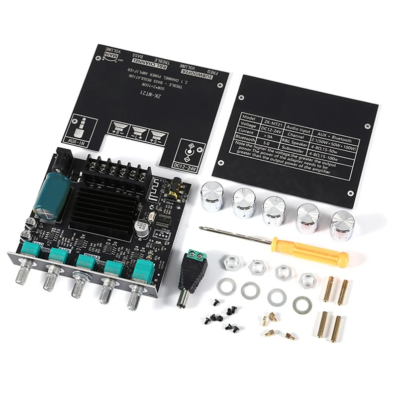 ZK-MT21 Bluetooth 5.0 Amplifier Board 50W*2+100W 2.1 Channel,Power Audio Stereo AMP Module AUX 2.1 Channel Audio Speaker
ZK-MT21 Bluetooth 5.0 Amplifier Board 50W*2+100W 2.1 Channel,Power Audio Stereo AMP Module AUX 2.1 Channel Audio Speaker