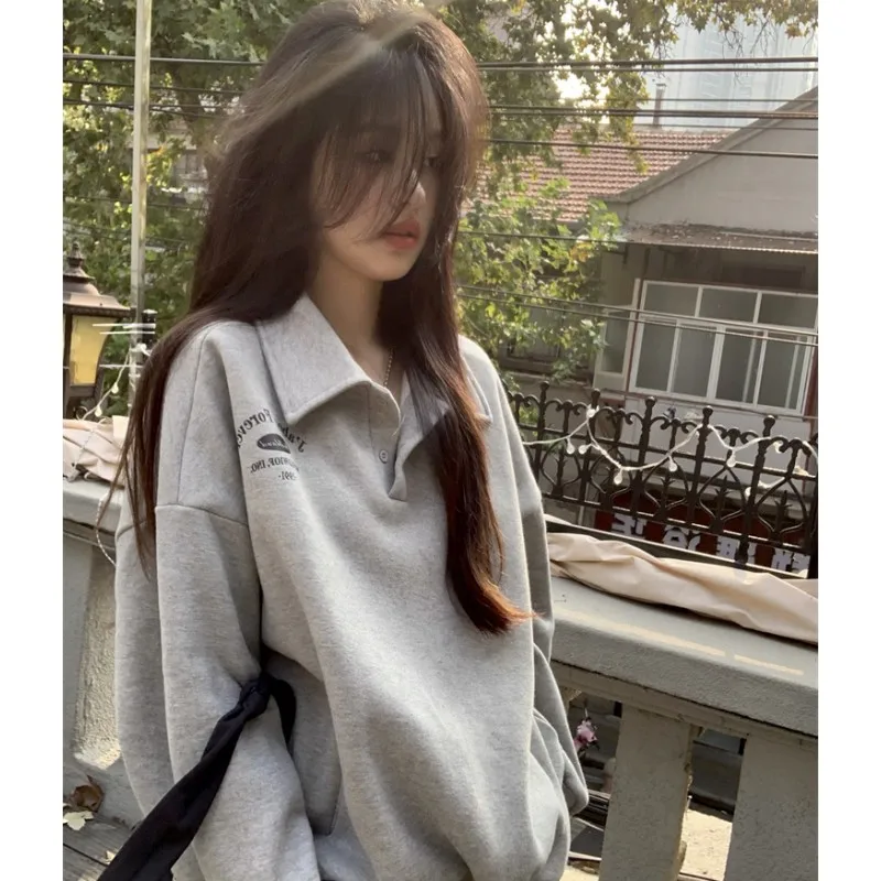 Women's Clothing Korean Fashion Baggy Pure Grey Pullover Sweatshirt Letter Print Raglan Sleeves Long Sleeves Hoodie Autumn 2023
Women's Clothing Korean Fashion Baggy Pure Grey Pullover Sweatshirt Letter Print Raglan Sleeves Long Sleeves Hoodie Autumn 2023