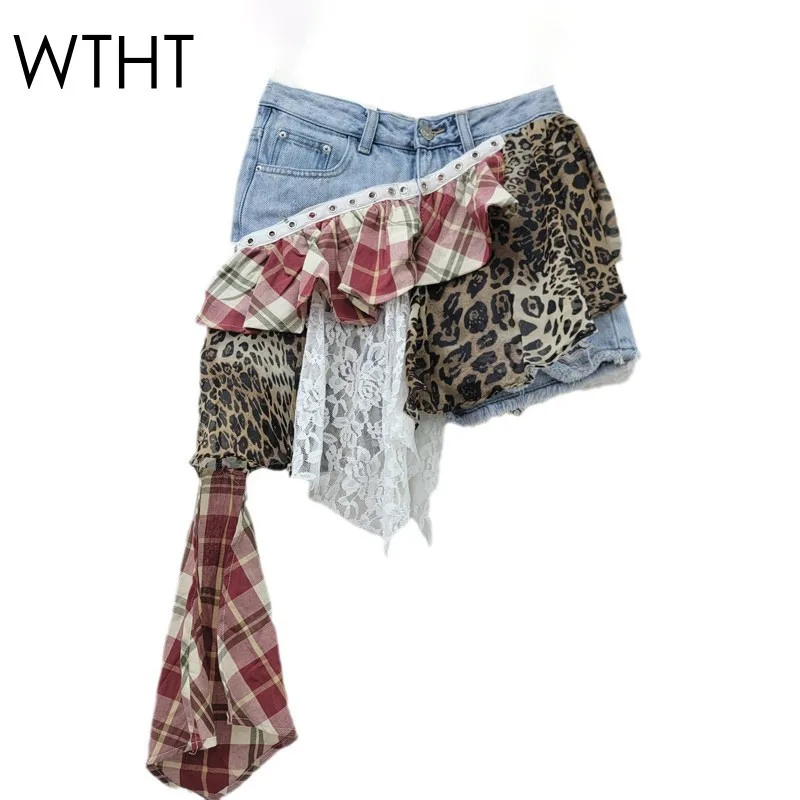 WTHT Trendy Women's Spliced Irregular Plaid Leopard Mini Denim Skirts 2025 Spring Fashion High Waist A-line Skirt Female 1LS673
WTHT Trendy Women's Spliced Irregular Plaid Leopard Mini Denim Skirts 2025 Spring Fashion High Waist A-line Skirt Female 1LS673