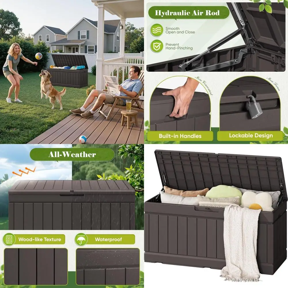 Водонепроницаемый ящик для хранения на террасе объемом 80 галлонов с текстурой под дерево для подушек и крупногабаритных предметов (коричневый)
Водонепроницаемый ящик для хранения на террасе объемом 80 галлонов с текстурой под дерево для подушек и крупногабаритных предметов (коричневый)