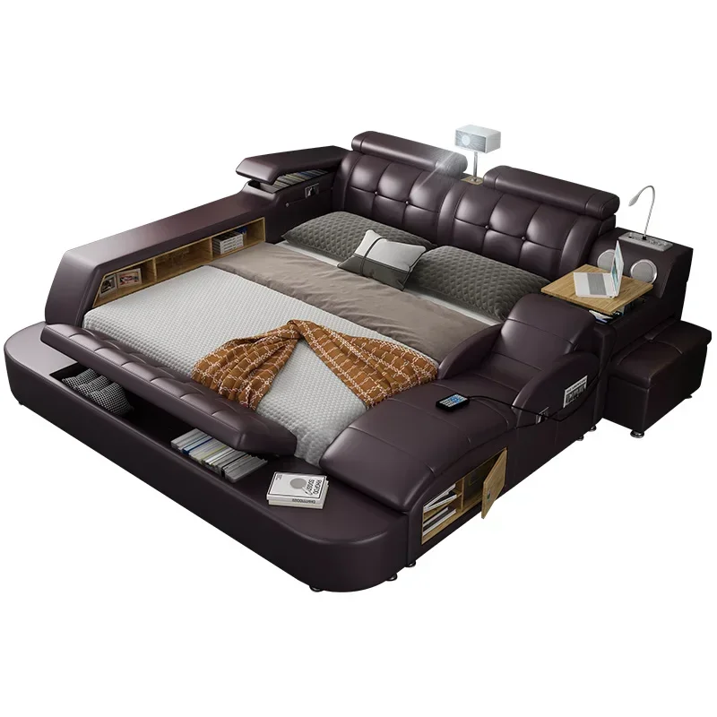 Double Bed Aesthetic Master Multifonction Luxury European Bed Frame Genuine Leather Letto Matrimoniale Furniture
Double Bed Aesthetic Master Multifonction Luxury European Bed Frame Genuine Leather Letto Matrimoniale Furniture