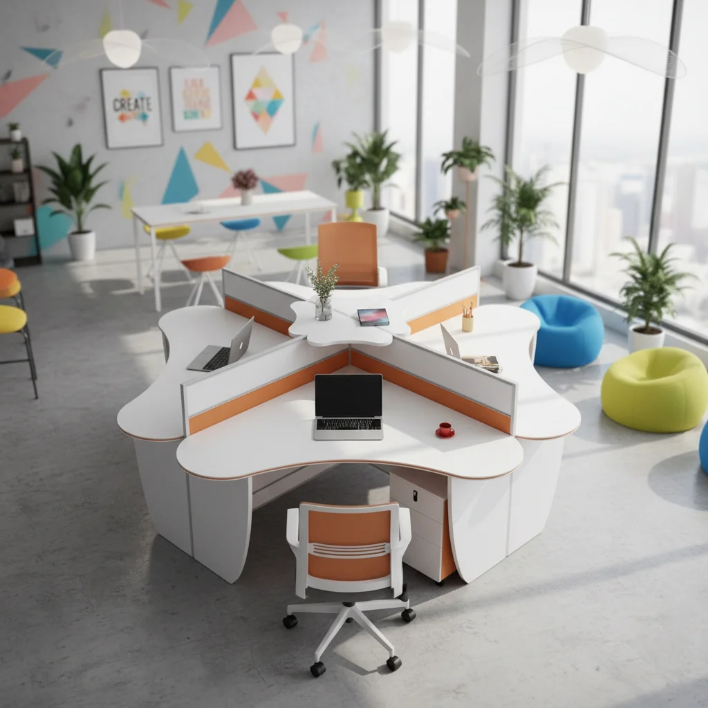 Special-shaped Modern Simple Creative Plastic 4 Staff Office Desk and Chair Set for Home Office Apartment
Special-shaped Modern Simple Creative Plastic 4 Staff Office Desk and Chair Set for Home Office Apartment