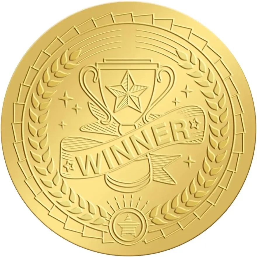 50mm Gold Embossed Envelope Seals Stickers Winner Trophy 100pcs Adhesive Embossed Foil Seals Stickers Label for Wedding
50mm Gold Embossed Envelope Seals Stickers Winner Trophy 100pcs Adhesive Embossed Foil Seals Stickers Label for Wedding