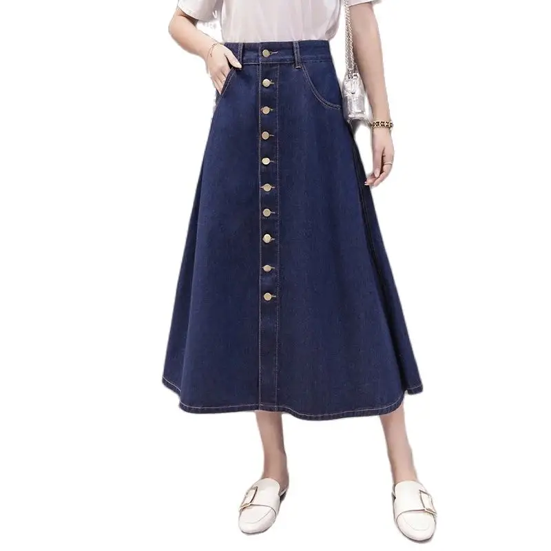 Spring summer female denim skirts single-breasted high-waisted full-skirted dress
Spring summer female denim skirts single-breasted high-waisted full-skirted dress