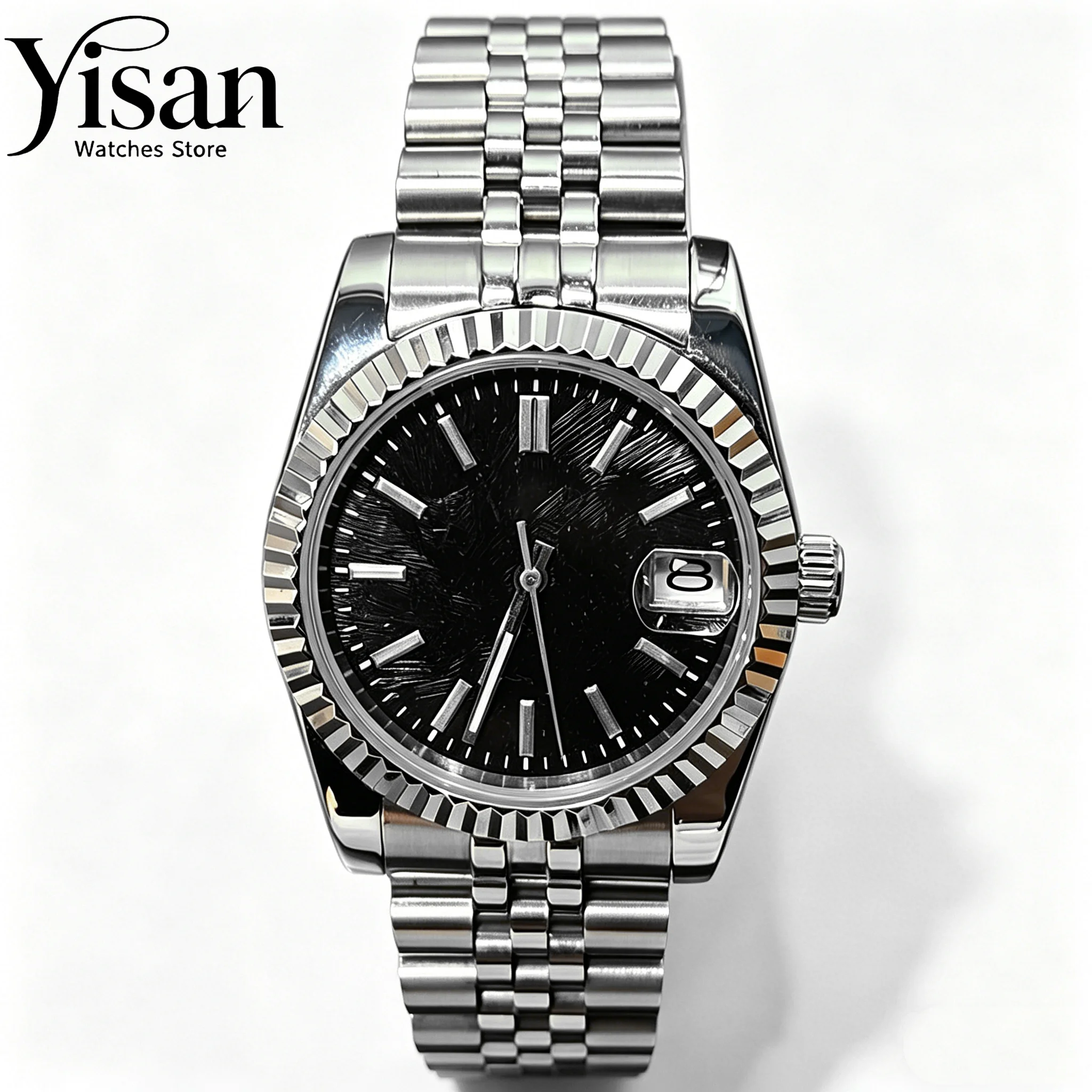 Yisan 36mm/39mm silver case sapphire crystal aseptic black dial is suitable for NH35 movement automatic watches
Yisan 36mm/39mm silver case sapphire crystal aseptic black dial is suitable for NH35 movement automatic watches