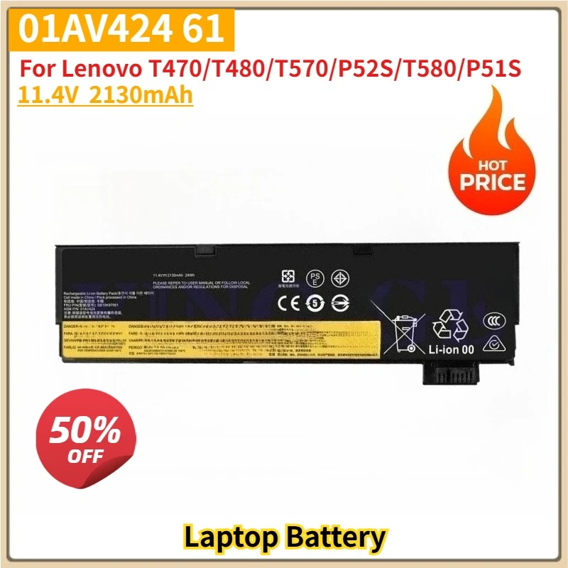 NEW Replacement Laptop Battery 11.4V 01AV424 61 For Lenovo T470/T480/T570/P52S/T580/P51S 2130mAh
NEW Replacement Laptop Battery 11.4V 01AV424 61 For Lenovo T470/T480/T570/P52S/T580/P51S 2130mAh