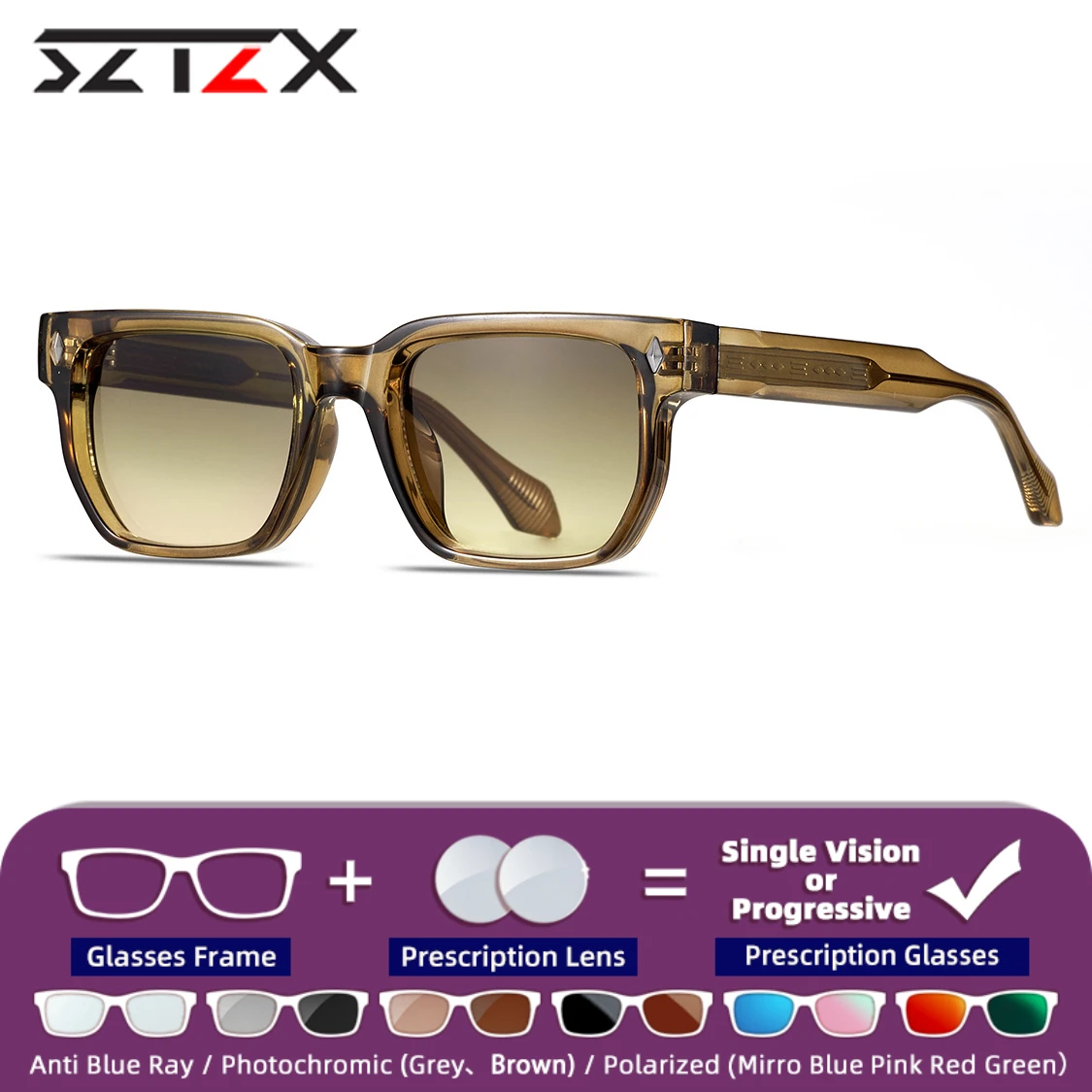 SZTZX Fashion Square Men Women Polarized Sunglasses Luxury Gradient Optical Myopia Progressive Prescription Shade Sun Glasses
SZTZX Fashion Square Men Women Polarized Sunglasses Luxury Gradient Optical Myopia Progressive Prescription Shade Sun Glasses