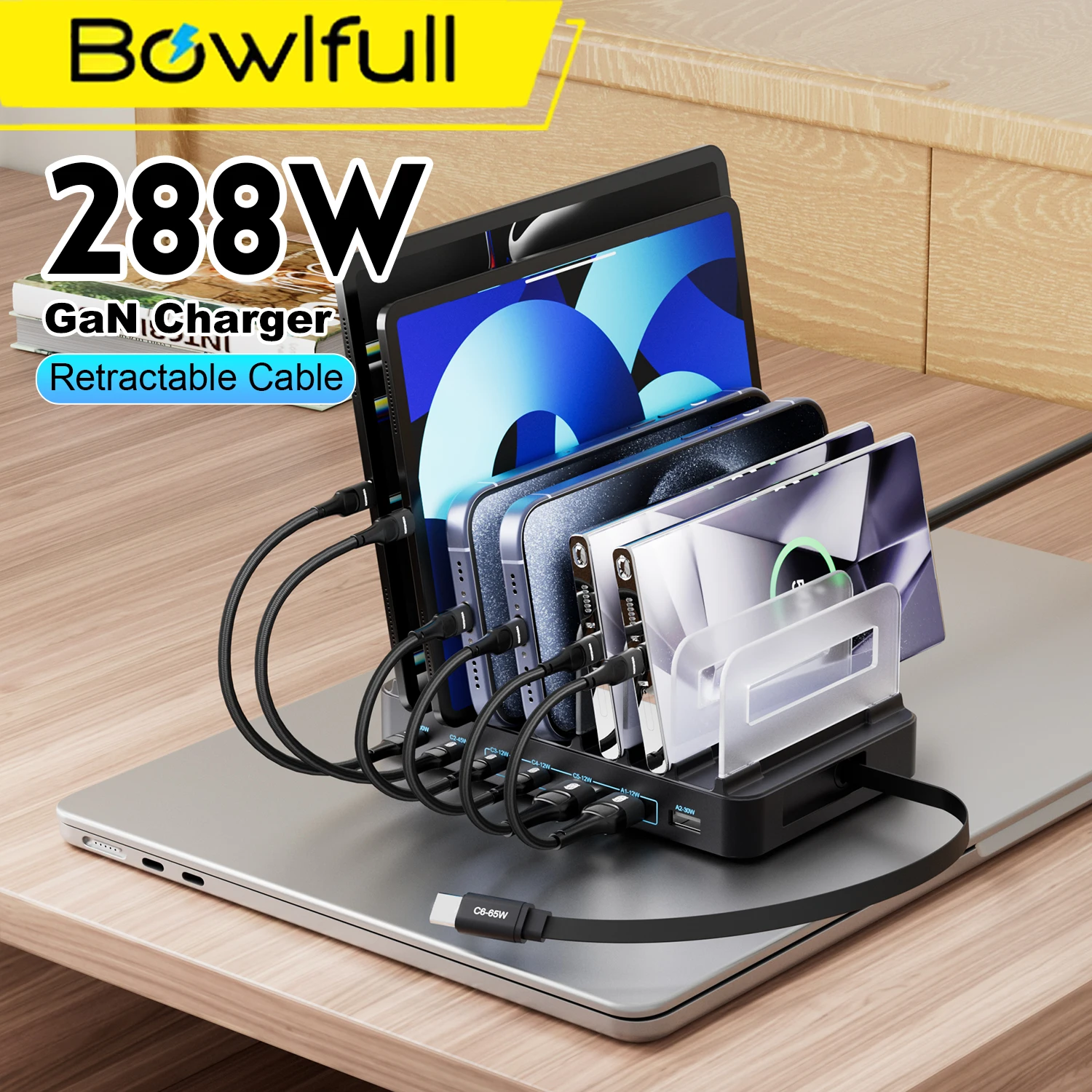 288W GaN USB C Charger With Type C Retractable Cable Desktop 100W 65W PD3.0 PPS Fast Charger For Macbook iPad iPhone 17 Samsung
288W GaN USB C Charger With Type C Retractable Cable Desktop 100W 65W PD3.0 PPS Fast Charger For Macbook iPad iPhone 17 Samsung