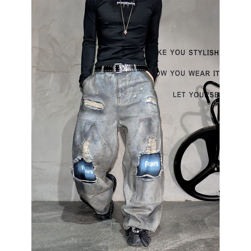 Men's Vintage Distressed Washed Ripped Wide Straight Jeans Streetwear Fashion Baggy Floor-Length Pants
Men's Vintage Distressed Washed Ripped Wide Straight Jeans Streetwear Fashion Baggy Floor-Length Pants