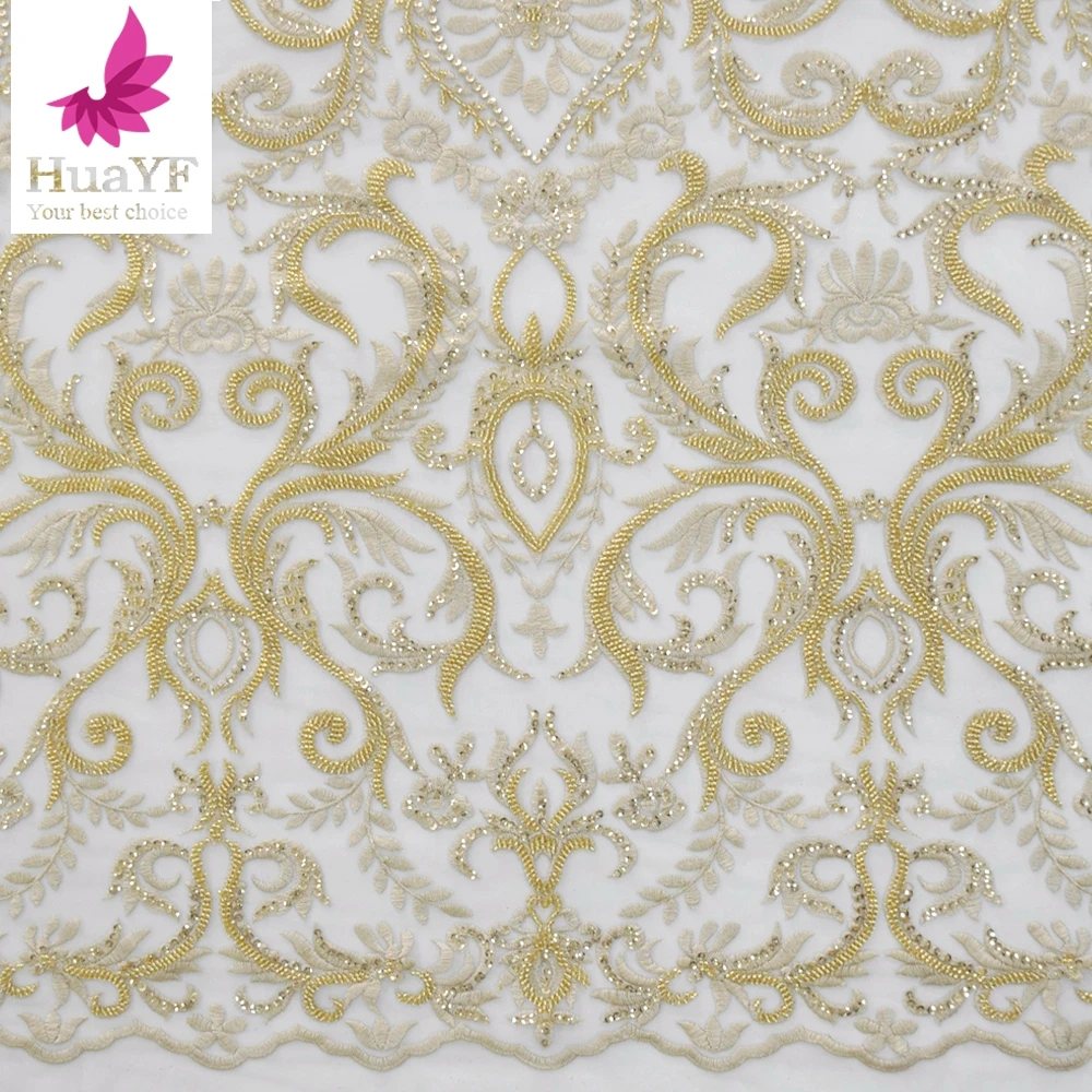 1 Yard Classic Light Gold Embroidery Sequin Beads African Women Evening Dress Lace Fabric Material HY1656
1 Yard Classic Light Gold Embroidery Sequin Beads African Women Evening Dress Lace Fabric Material HY1656