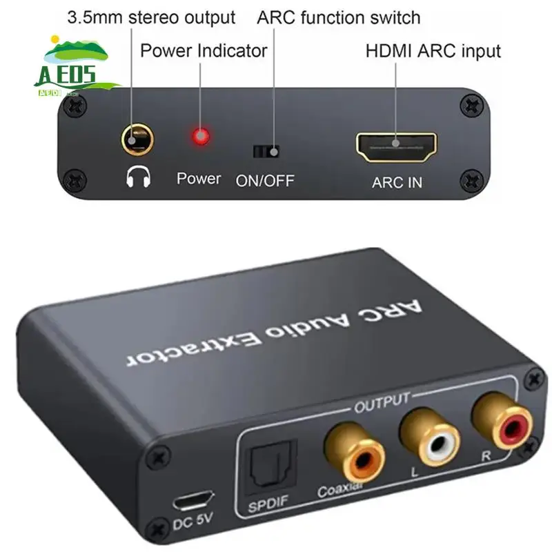 AED5-192Khz Aluminum ARC Audio Adapter -Compatible Audio Extractor Digital To Analog Audio Converter SPDIF Coaxial
AED5-192Khz Aluminum ARC Audio Adapter -Compatible Audio Extractor Digital To Analog Audio Converter SPDIF Coaxial