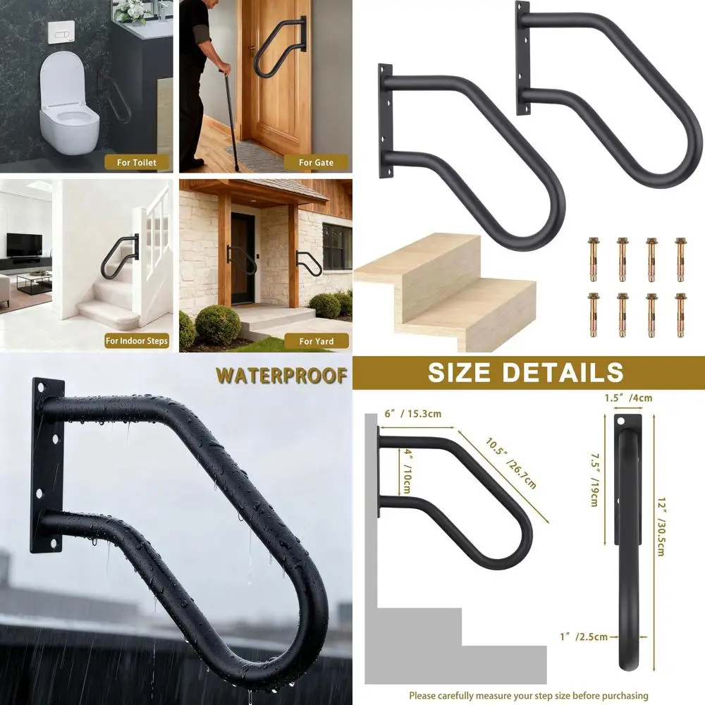 Hand Rails for Indoor Outdoor Steps, Wall Mount Non-Slip U-Shape Stair Railing, Black, 1 Pack (Black, 2 Pack 16")
Hand Rails for Indoor Outdoor Steps, Wall Mount Non-Slip U-Shape Stair Railing, Black, 1 Pack (Black, 2 Pack 16")
