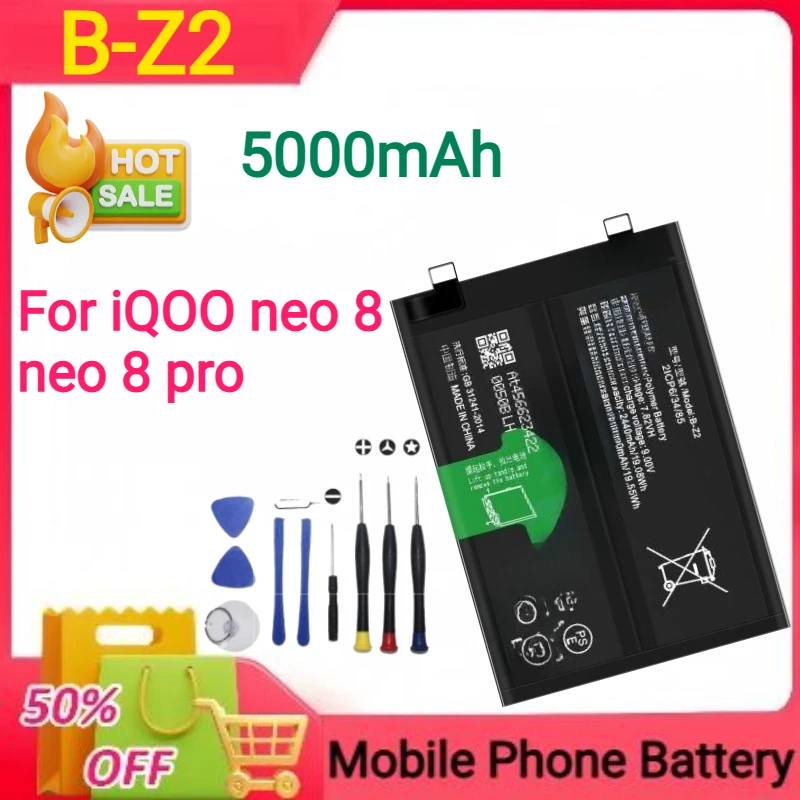 New 5000mAh B-Z2 for IQOO Neo 8/neo 8 Pro Mobile Phone Battery
New 5000mAh B-Z2 for IQOO Neo 8/neo 8 Pro Mobile Phone Battery