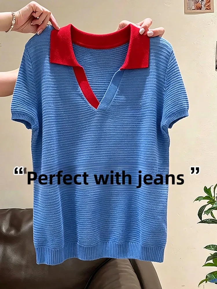 White Neck Short Sleeve Knitted Shirt Women Summer Inner Wear Base Unique Personality T Shirt Top Korean Style Loose Fit...
White Neck Short Sleeve Knitted Shirt Women Summer Inner Wear Base Unique Personality T Shirt Top Korean Style Loose Fit...