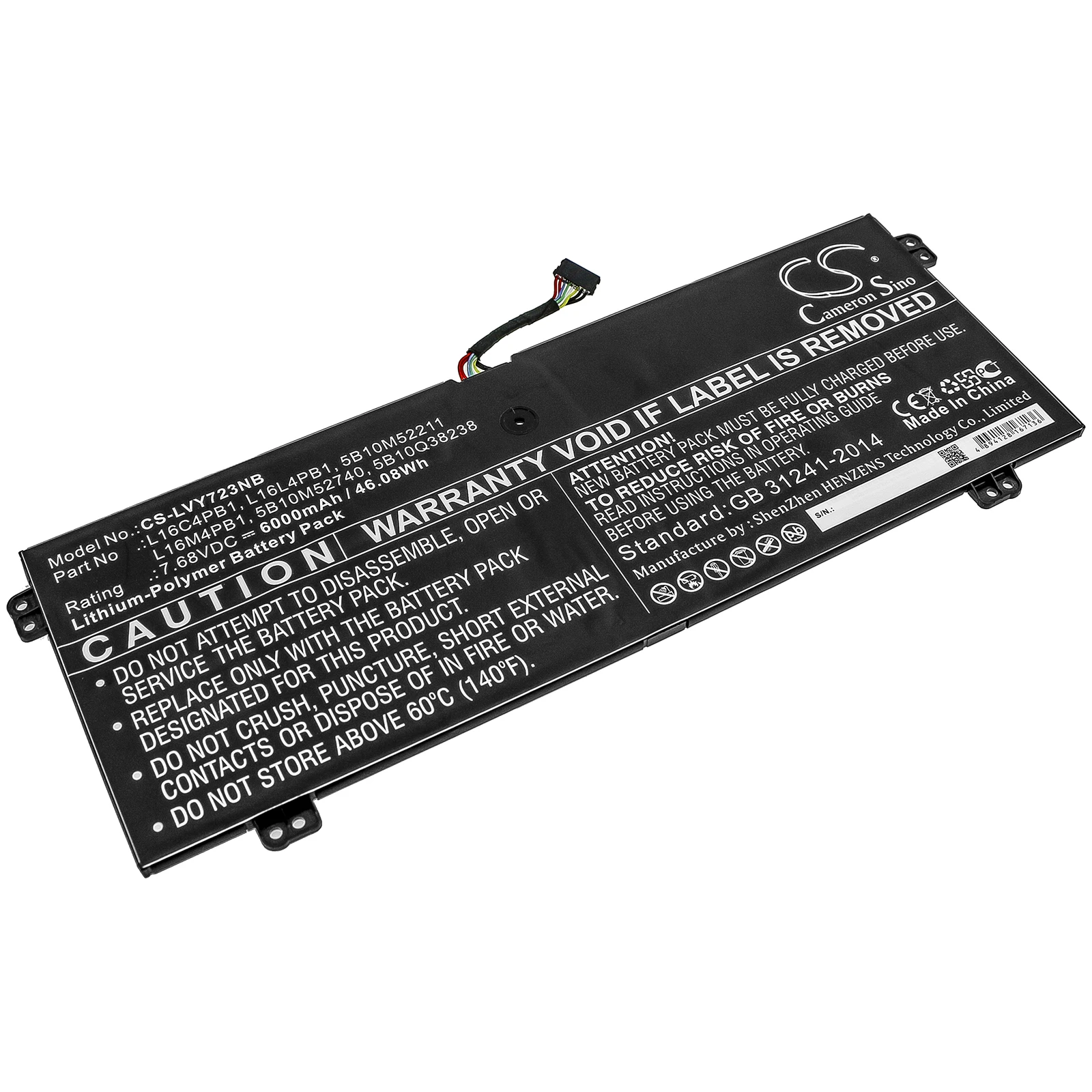 Li-Polymer Notebook, Laptop Battery for Lenovo, 7.68V, 6000mAh , Compatible Models: YG 720-13IKB 80X6006PAU, Yoga 730-13IKB-81CT
Li-Polymer Notebook, Laptop Battery for Lenovo, 7.68V, 6000mAh , Compatible Models: YG 720-13IKB 80X6006PAU, Yoga 730-13IKB-81CT