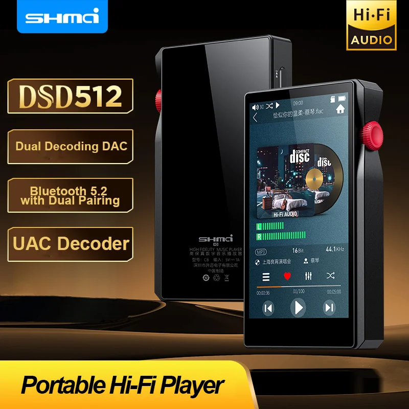 SHMCI C8 DSD HiFi Music Player with 2-Way Bluetooth, Touch Screen, Portable MP3 Player
SHMCI C8 DSD HiFi Music Player with 2-Way Bluetooth, Touch Screen, Portable MP3 Player
