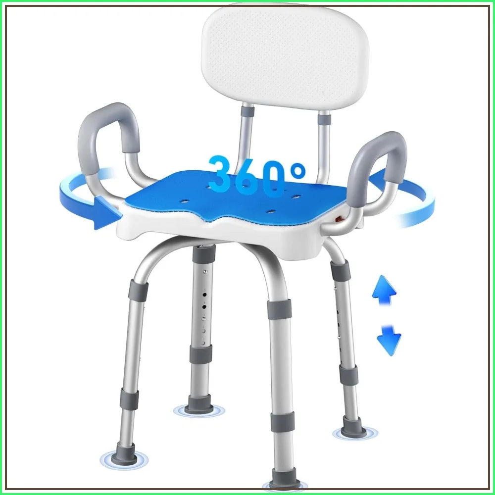 Heavy-Duty Swivel Shower Chair with Arms and Back, 550 lbs Capacity, Anti-Slip M-Shaped Seat & Height Adjustable for Elderly and Disabled
Heavy-Duty Swivel Shower Chair with Arms and Back, 550 lbs Capacity, Anti-Slip M-Shaped Seat & Height Adjustable for Elderly and Disabled