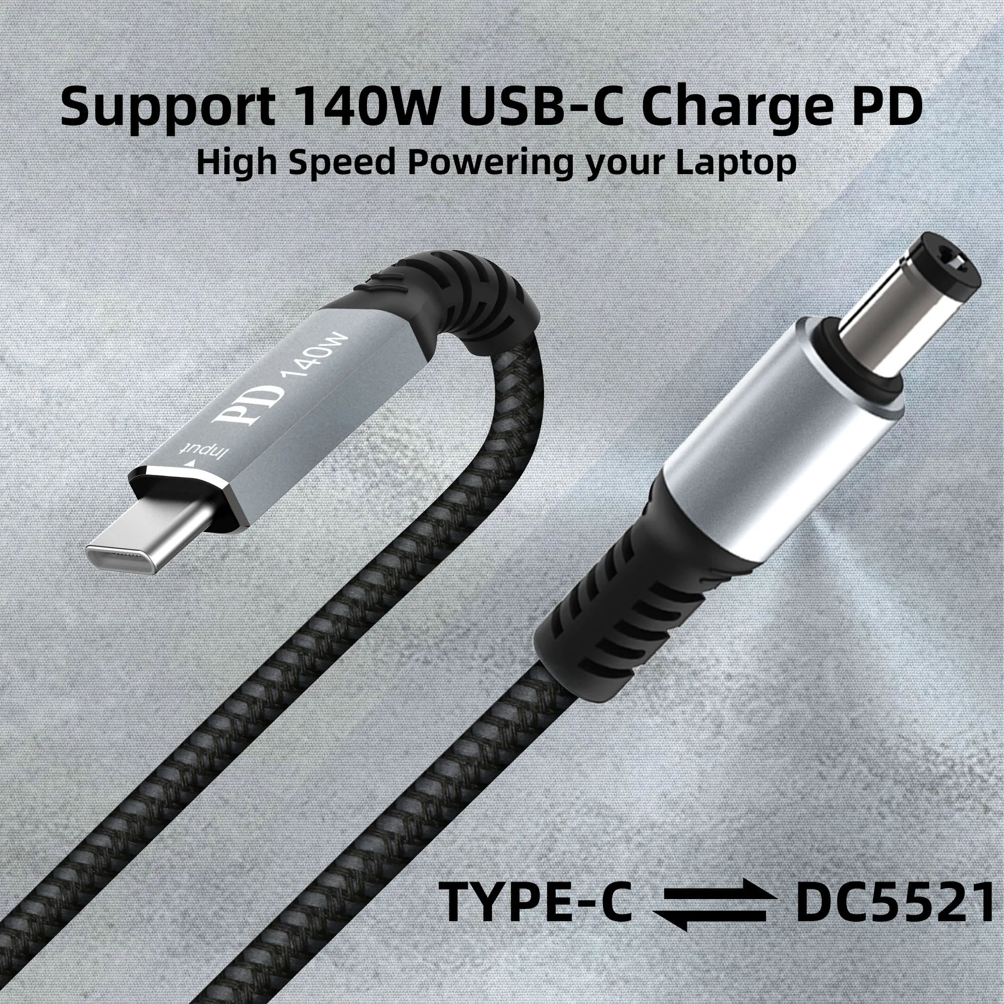 USB C to DC 5.5 mm x 2.1 mm power cord for laptops (5521), aluminum alloy USB Type C male input DC 5.5 x 2.1 mm male power cord
USB C to DC 5.5 mm x 2.1 mm power cord for laptops (5521), aluminum alloy USB Type C male input DC 5.5 x 2.1 mm male power cord