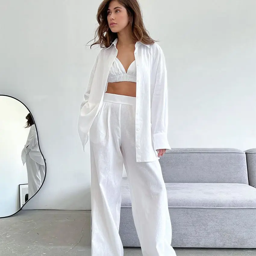 Women's Spring/Summer 2025 New Collection Cotton and Linen Simple Three-piece Shirt Elegant Strapless and Wide-leg Long Pants
Women's Spring/Summer 2025 New Collection Cotton and Linen Simple Three-piece Shirt Elegant Strapless and Wide-leg Long Pants