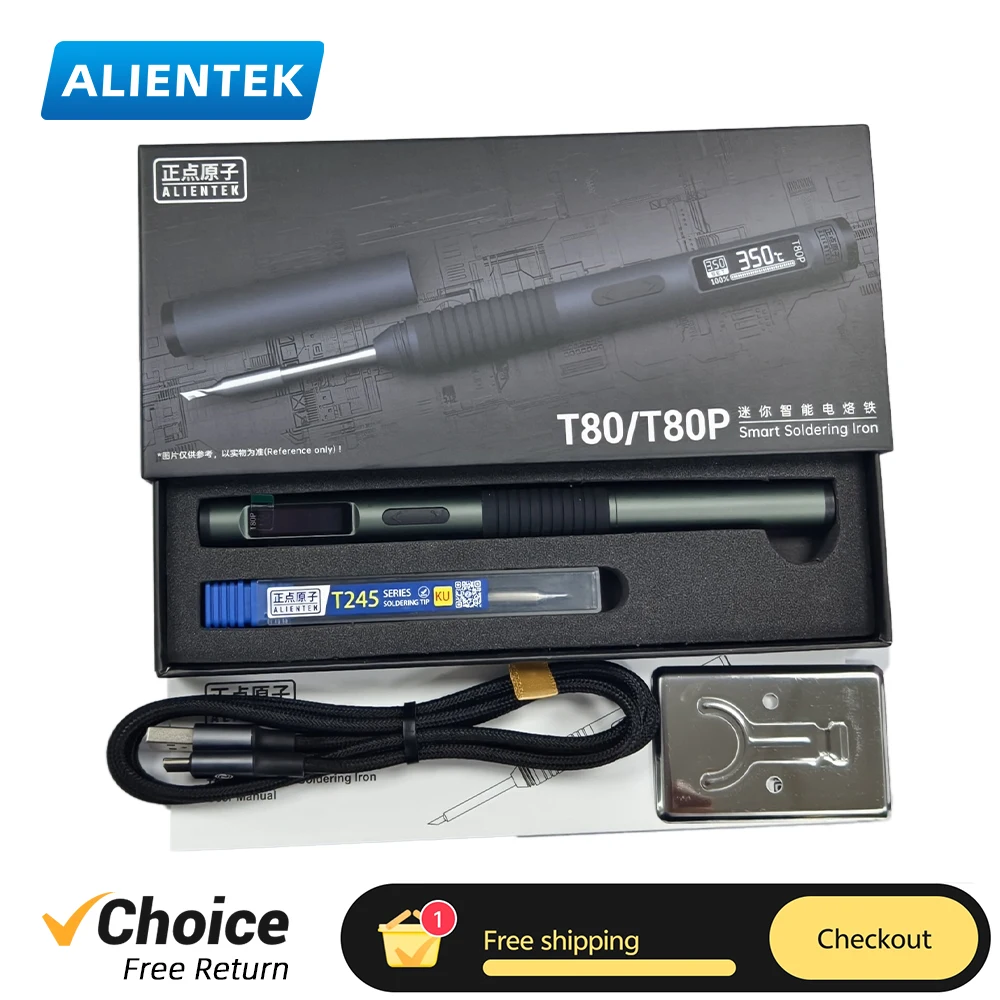 ALIENTEK T80P Soldering Iron PD 100W QC 3.0 Adjustable Constant Temperature Portable T80 T210 Welding Repair Tools
ALIENTEK T80P Soldering Iron PD 100W QC 3.0 Adjustable Constant Temperature Portable T80 T210 Welding Repair Tools