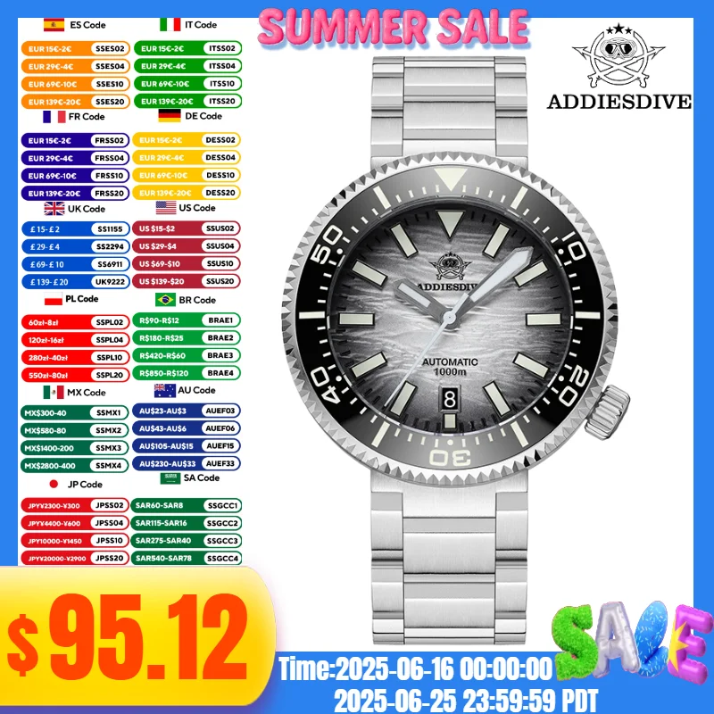 ADDIESDIVE Men's luxury Watch Sapphire Crystal 100Bar Waterproof BGW9 Super Luminous Automatic Mechanical Watches reloj hombre
ADDIESDIVE Men's luxury Watch Sapphire Crystal 100Bar Waterproof BGW9 Super Luminous Automatic Mechanical Watches reloj hombre