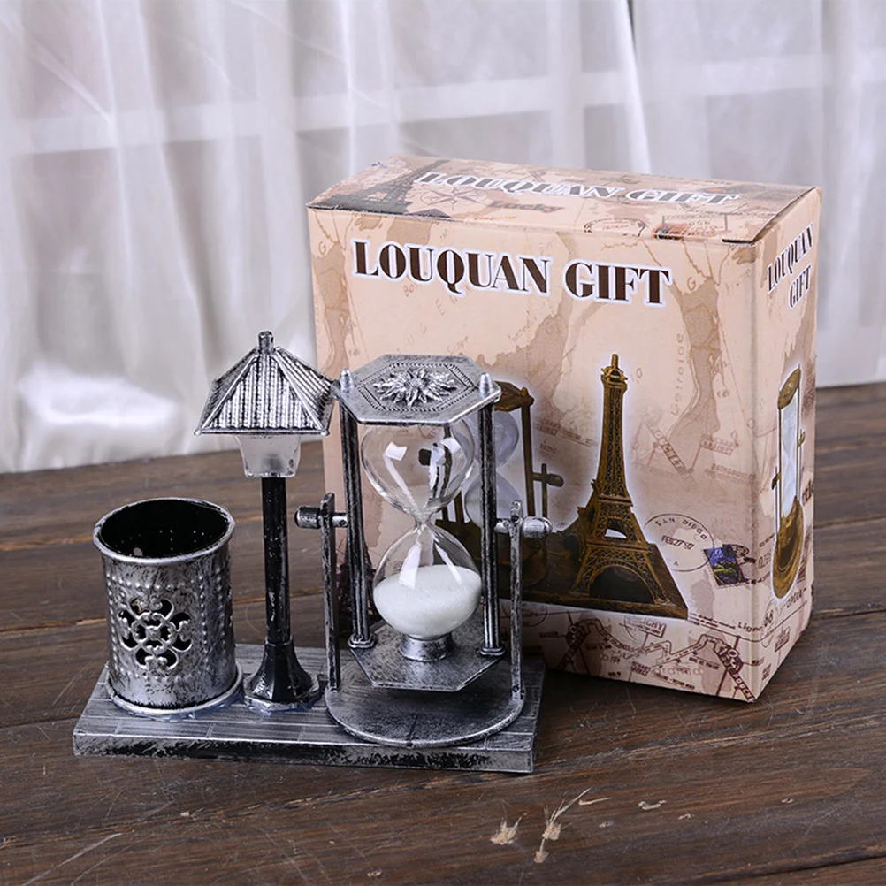 Silver Lamp Hourglass Sand Glass Pen Holder Desktop Light Decorative Handicraft Unique Vintage Organize Stationery Gift for Home
Silver Lamp Hourglass Sand Glass Pen Holder Desktop Light Decorative Handicraft Unique Vintage Organize Stationery Gift for Home