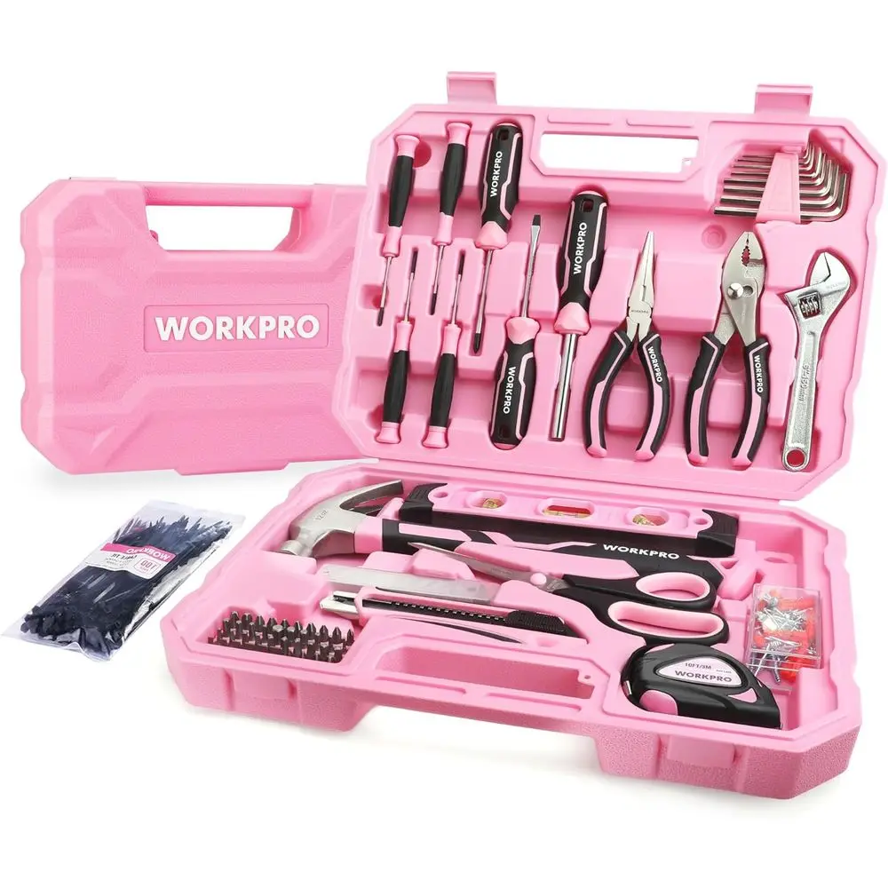 258-Piece Women's Tool Kit with Hammer and Screwdriver for Basic Household Repairs and DIY Projects - Pink Ribbon Edition
258-Piece Women's Tool Kit with Hammer and Screwdriver for Basic Household Repairs and DIY Projects - Pink Ribbon Edition