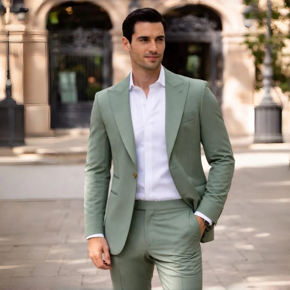Sage Green Men Suits 2 Pieces Prom Suits for Wedding Casual Formal Blazer Pants Set for Groom Party Holiday Wear Costume Homme
Sage Green Men Suits 2 Pieces Prom Suits for Wedding Casual Formal Blazer Pants Set for Groom Party Holiday Wear Costume Homme