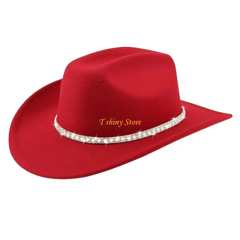 N58F Breathable Woolen Cowboy Hats Rhinestones Decorated For Outdoor Activities
N58F Breathable Woolen Cowboy Hats Rhinestones Decorated For Outdoor Activities