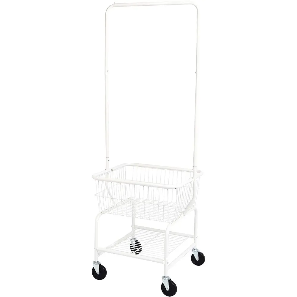 Stylish Metal Laundry Hamper with Wheels and Hanging Rack, 71.1 Tall, White
Stylish Metal Laundry Hamper with Wheels and Hanging Rack, 71.1 Tall, White