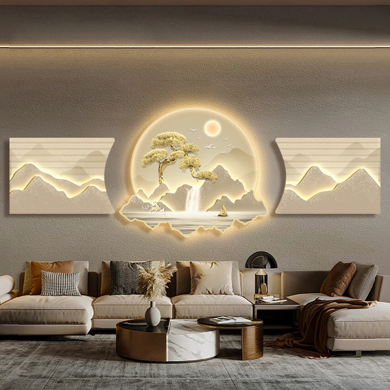Light luxury creative living room led light painting sofa background wall hanging painting triptych advanced sense landscape mur
Light luxury creative living room led light painting sofa background wall hanging painting triptych advanced sense landscape mur