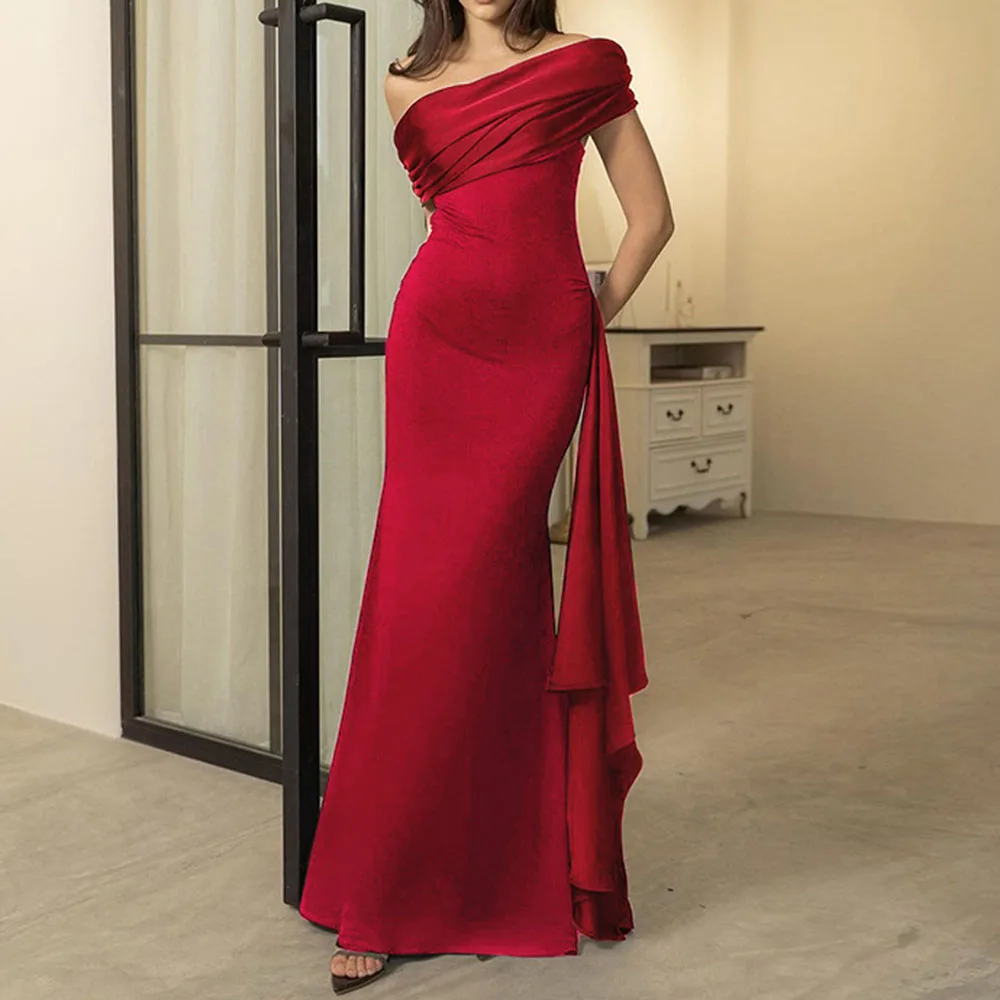 Single shoulder mesh ribbon dress ins European and American style new style temperament slim fit black long dress for women
Single shoulder mesh ribbon dress ins European and American style new style temperament slim fit black long dress for women