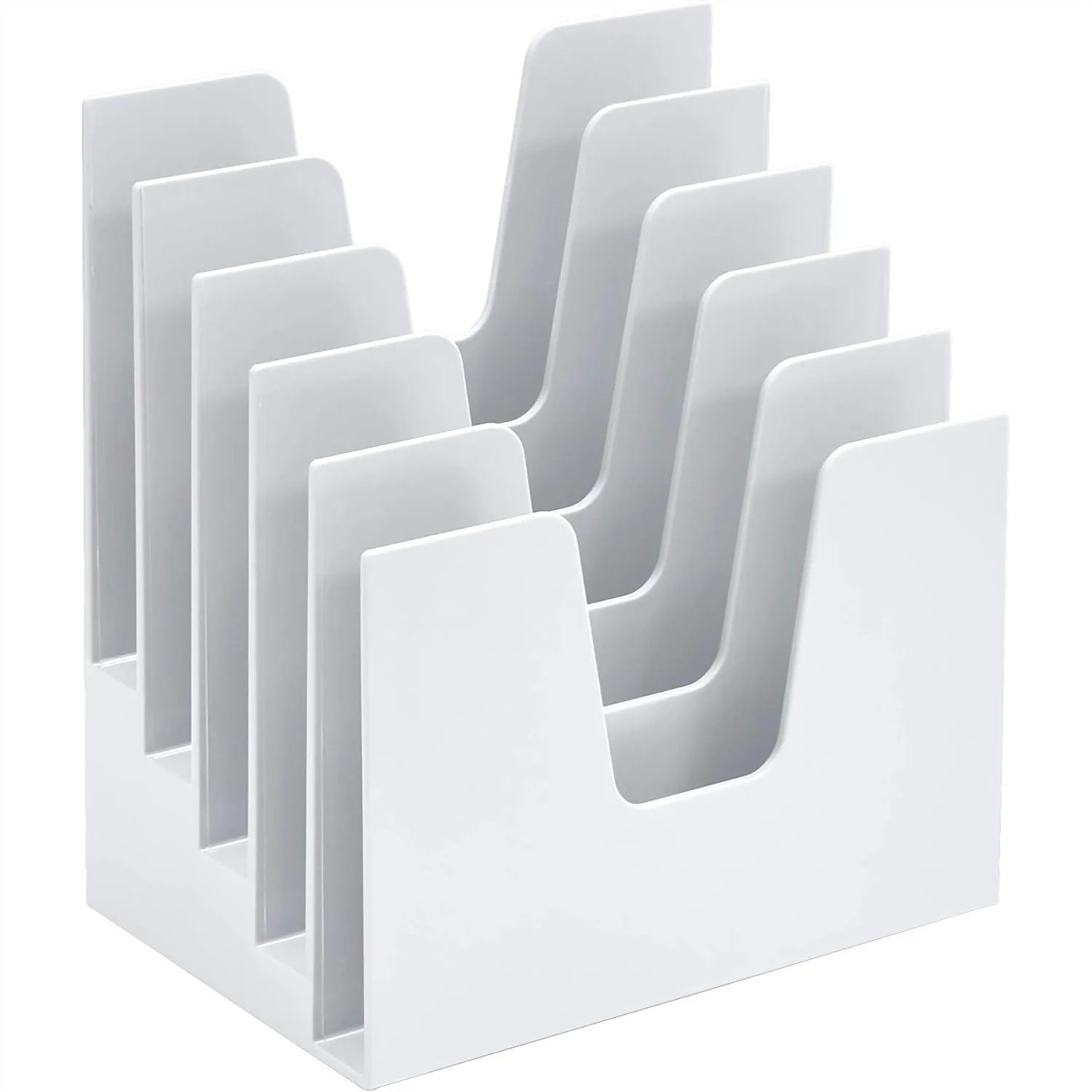5 Section Incline File Sorter Organizer for Desk, Mail Folder Letter Rack, Office Organization Desktop Storage, White Plastic
5 Section Incline File Sorter Organizer for Desk, Mail Folder Letter Rack, Office Organization Desktop Storage, White Plastic